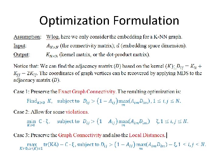 Optimization Formulation 