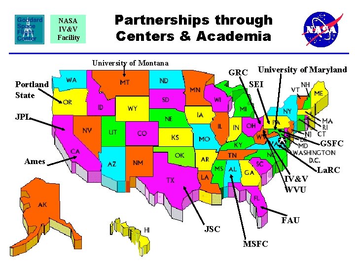 NASA IV&V Facility Partnerships through Centers & Academia University of Montana GRC Portland State