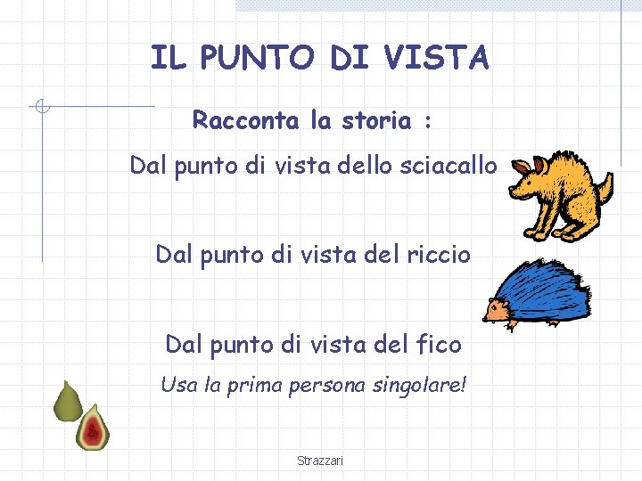 IL PUNTO DI VISTA Racconta la storia : Dal punto di vista dello sciacallo