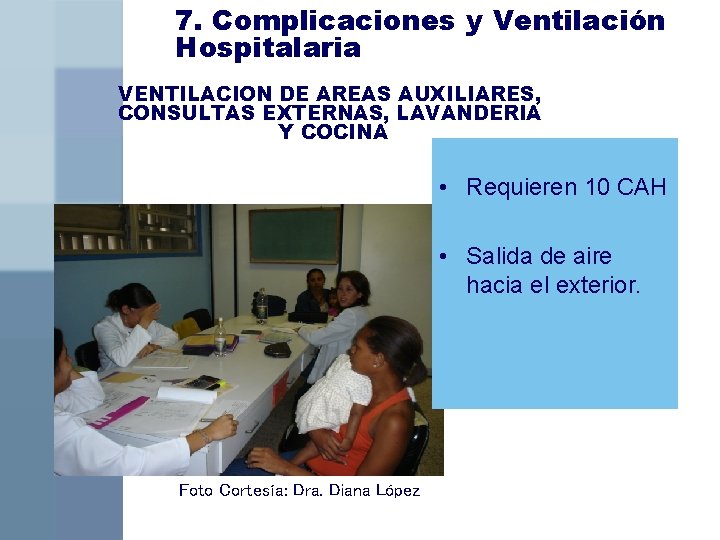 7. Complicaciones y Ventilación Hospitalaria VENTILACION DE AREAS AUXILIARES, CONSULTAS EXTERNAS, LAVANDERIA Y COCINA