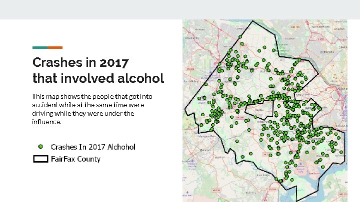 Crashes in 2017 that involved alcohol This map shows the people that got into