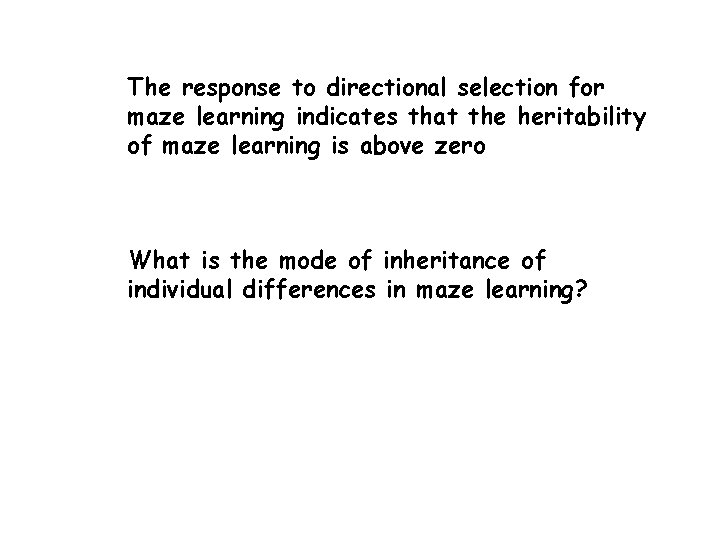 The response to directional selection for maze learning indicates that the heritability of maze