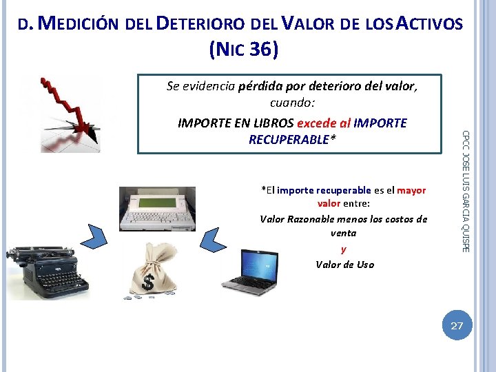 D. MEDICIÓN DEL DETERIORO DEL VALOR DE LOS ACTIVOS (NIC 36) *El importe recuperable