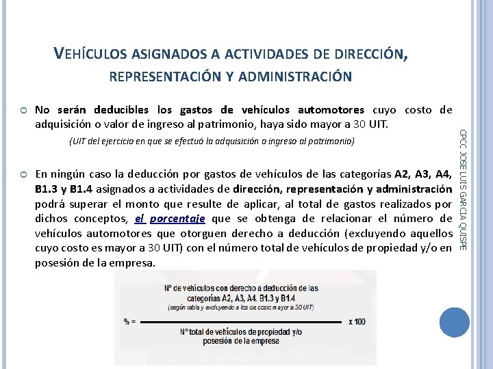 VEHÍCULOS ASIGNADOS A ACTIVIDADES DE DIRECCIÓN, REPRESENTACIÓN Y ADMINISTRACIÓN (UIT del ejercicio en que