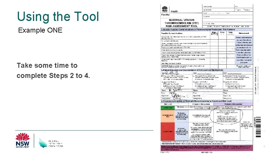 Using the Tool Example ONE Take some time to complete Steps 2 to 4.