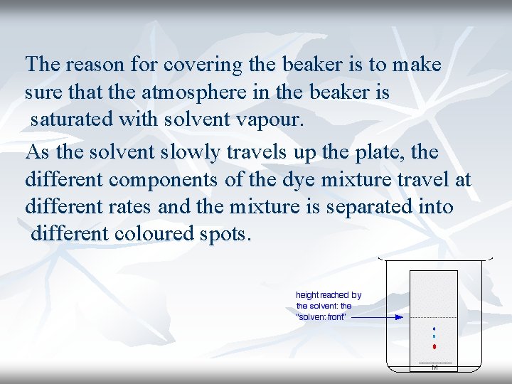 The reason for covering the beaker is to make sure that the atmosphere in