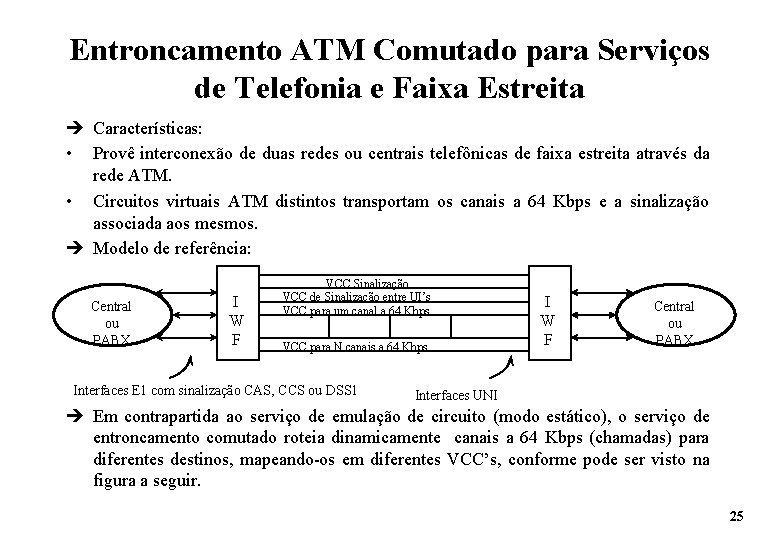 Entroncamento ATM Comutado para Serviços de Telefonia e Faixa Estreita è Características: • Provê