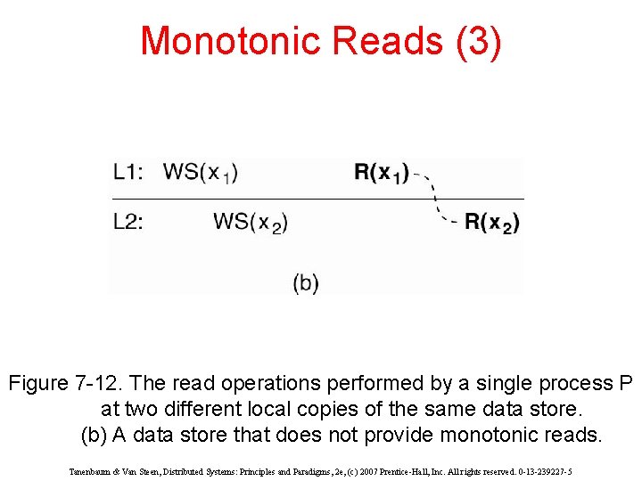 Monotonic Reads (3) Figure 7 -12. The read operations performed by a single process