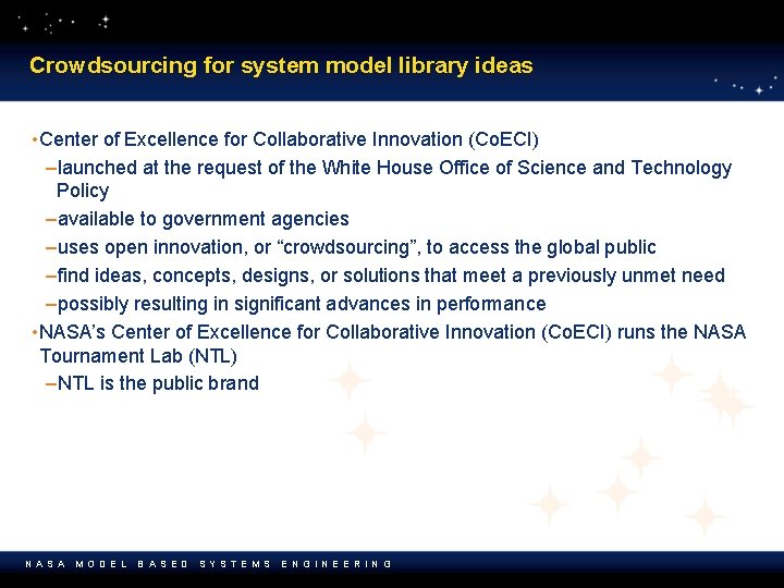 Crowdsourcing for system model library ideas • Center of Excellence for Collaborative Innovation (Co.