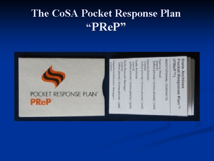 The Co. SA Pocket Response Plan “PRe. P” 
