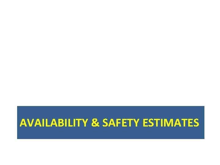 AVAILABILITY & SAFETY ESTIMATES 