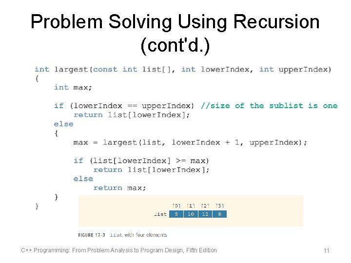 Problem Solving Using Recursion (cont'd. ) C++ Programming: From Problem Analysis to Program Design, Problem Solving Using Recursion (cont'd. ) C++ Programming: From Problem Analysis to Program Design,