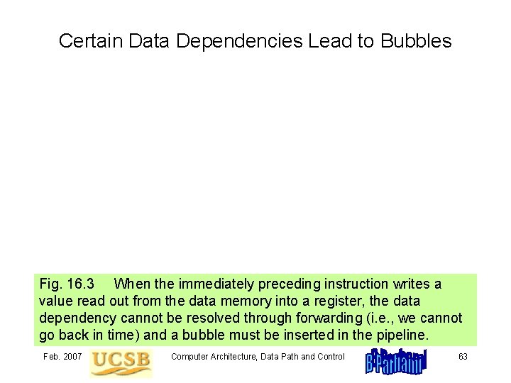 Certain Data Dependencies Lead to Bubbles Fig. 16. 3 When the immediately preceding instruction