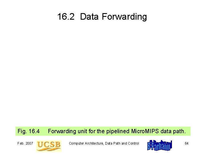 16. 2 Data Forwarding Fig. 16. 4 Forwarding unit for the pipelined Micro. MIPS