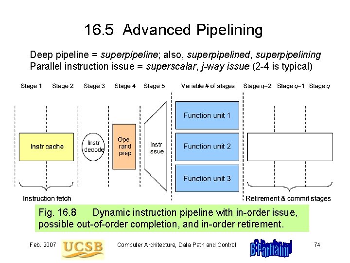 16. 5 Advanced Pipelining Deep pipeline = superpipeline; also, superpipelined, superpipelining Parallel instruction issue