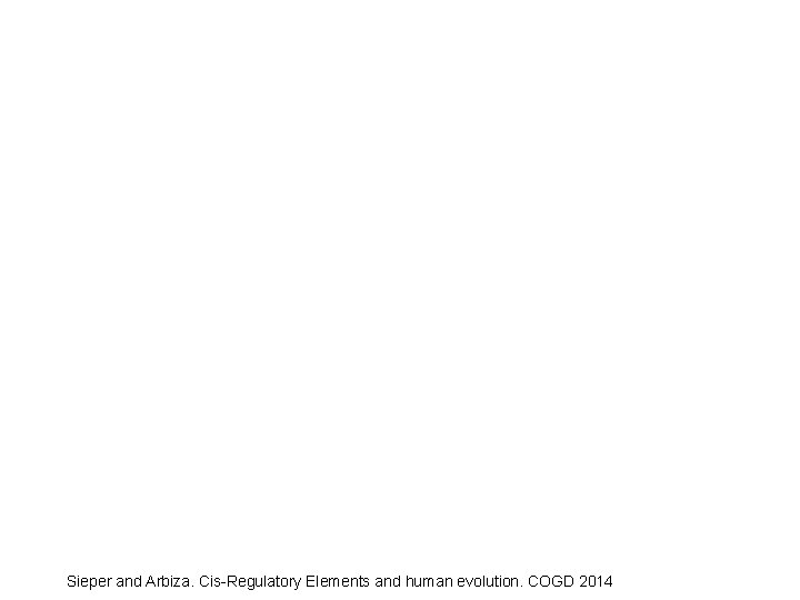 Sieper and Arbiza. Cis-Regulatory Elements and human evolution. COGD 2014 