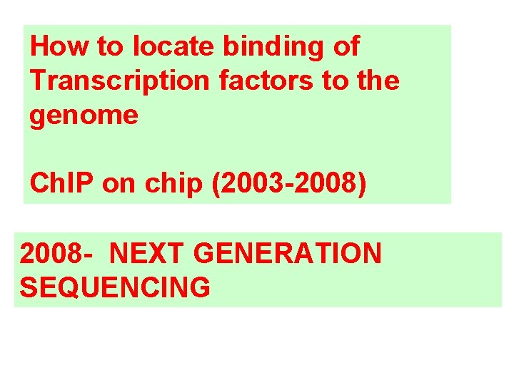 How to locate binding of Transcription factors to the genome Ch. IP on chip