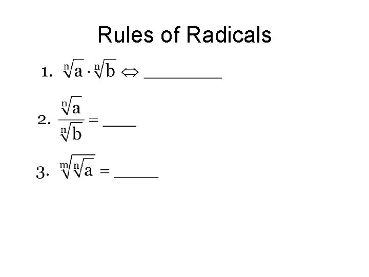 Rules of Radicals Rules of Radicals