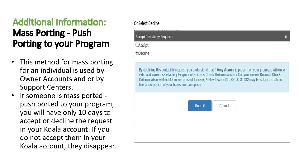 Additional Information: Mass Porting - Push Porting to your Program • This method for