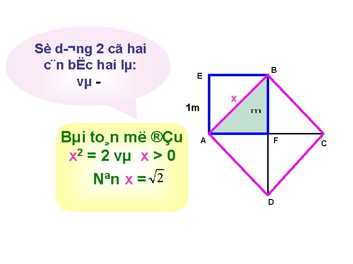 Sè d ¬ng 2 cã hai c¨n bËc hai lµ: vµ x 1 m