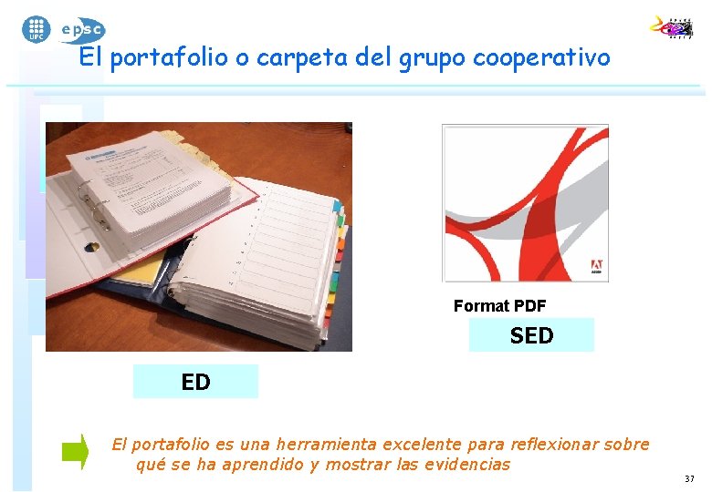 El portafolio o carpeta del grupo cooperativo Format PDF SED ED El portafolio es