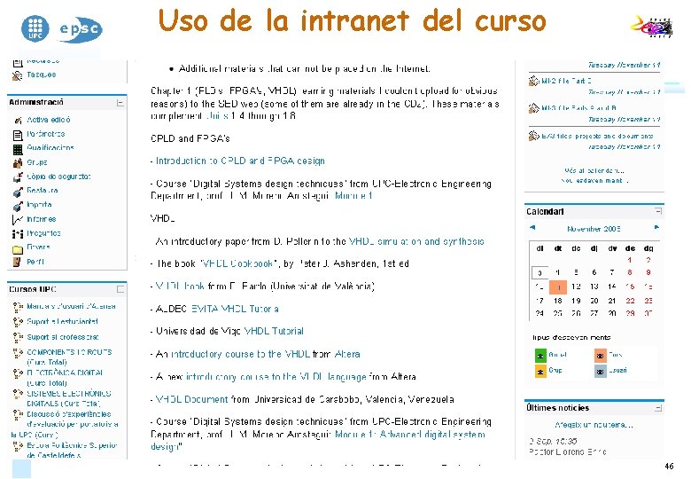 Uso de la intranet del curso 46 