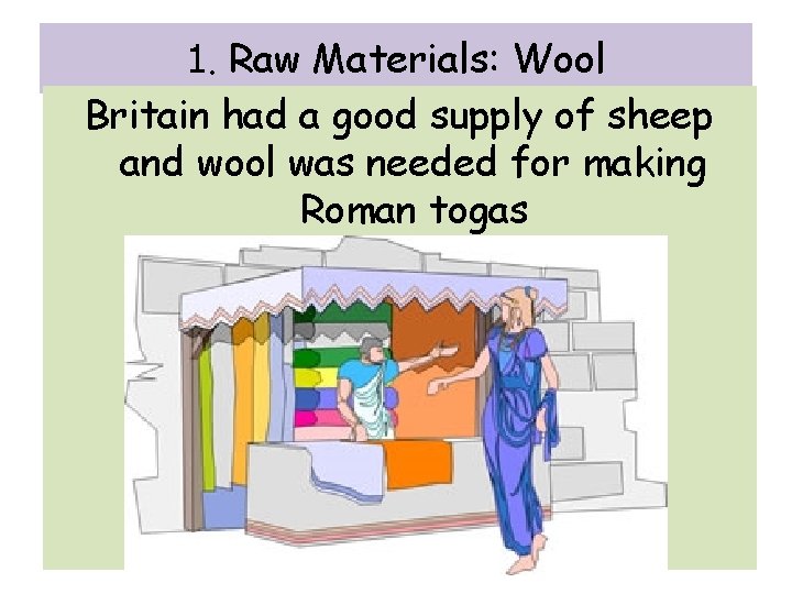 1. Raw Materials: Wool Britain had a good supply of sheep and wool was