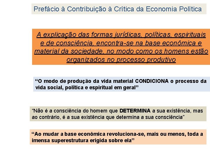 Prefácio à Contribuição à Crítica da Economia Política A explicação das formas jurídicas, políticas,