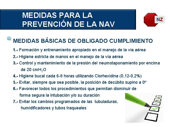 MEDIDAS PARA LA PREVENCIÓN DE LA NAV NZ MEDIDAS BÁSICAS DE OBLIGADO CUMPLIMIENTO 1.