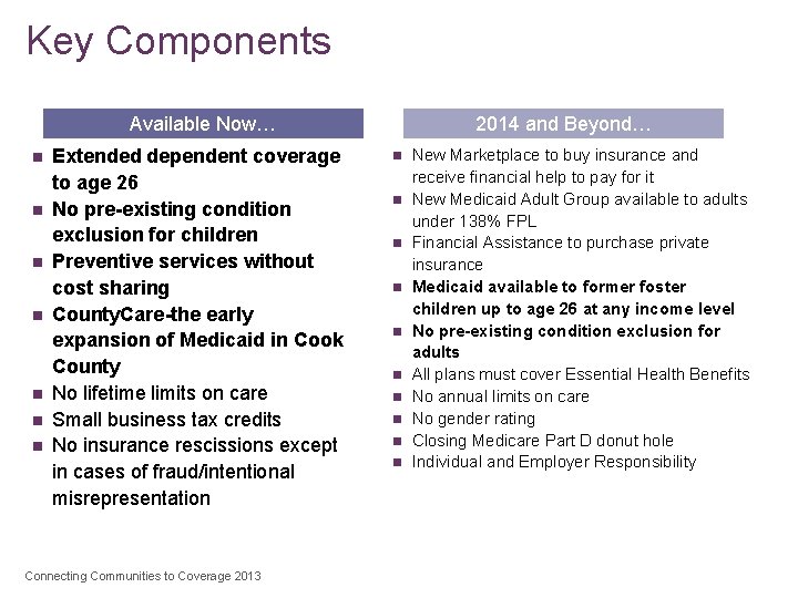 Key Components 5 Available Now… n n n n Extended dependent coverage to age