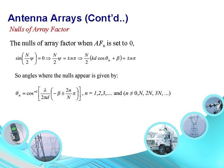 Antenna Arrays (Cont’d. . ) Nulls of Array Factor The nulls of array factor