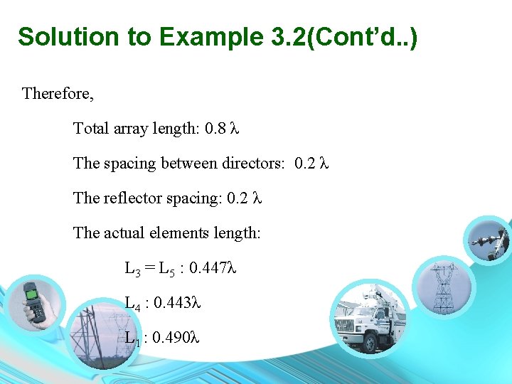 Solution to Example 3. 2(Cont’d. . ) Therefore, Total array length: 0. 8 λ
