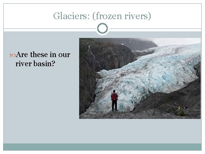 Glaciers: (frozen rivers) Are these in our river basin? 