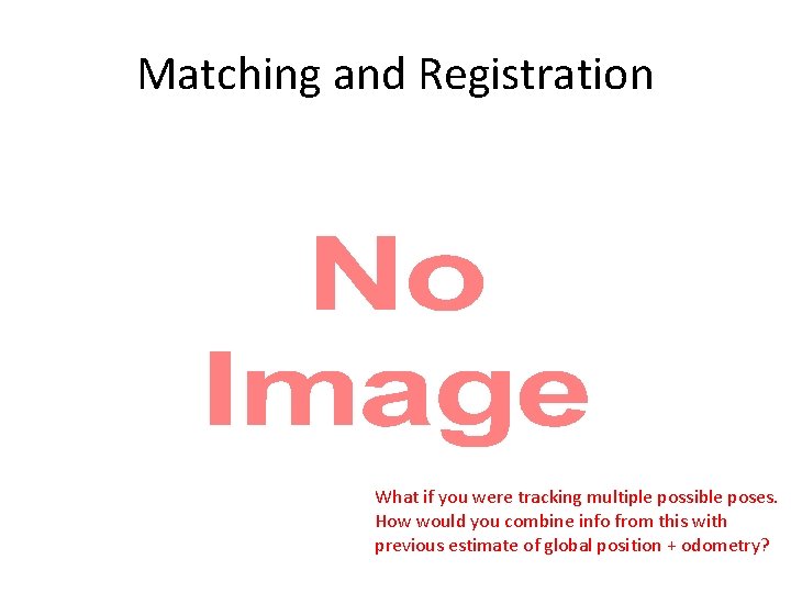 Matching and Registration • What if you were tracking multiple possible poses. How would