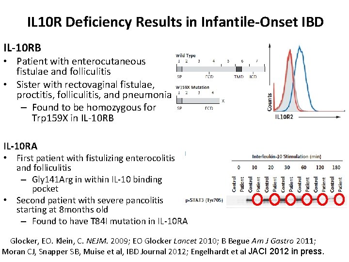 IL 10 R Deficiency Results in Infantile-Onset IBD IL-10 RB • Patient with enterocutaneous