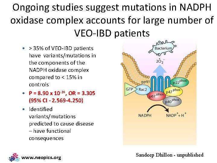 Ongoing studies suggest mutations in NADPH oxidase complex accounts for large number of VEO-IBD