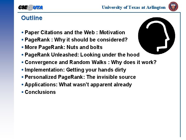 University of Texas at Arlington Outline Paper Citations and the Web : Motivation Page.