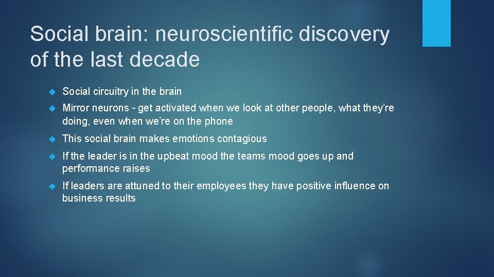 Social brain: neuroscientific discovery of the last decade Social circuitry in the brain Mirror