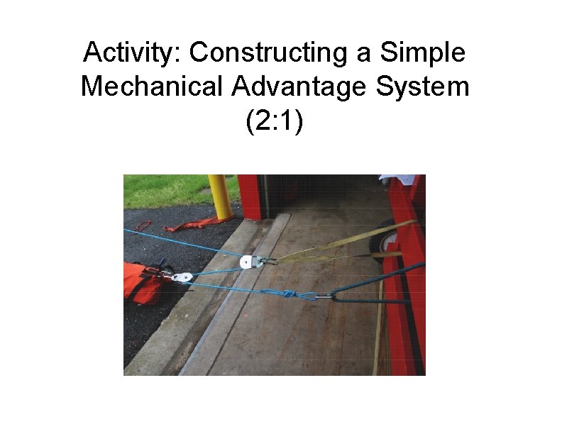 Activity: Constructing a Simple Mechanical Advantage System (2: 1) 