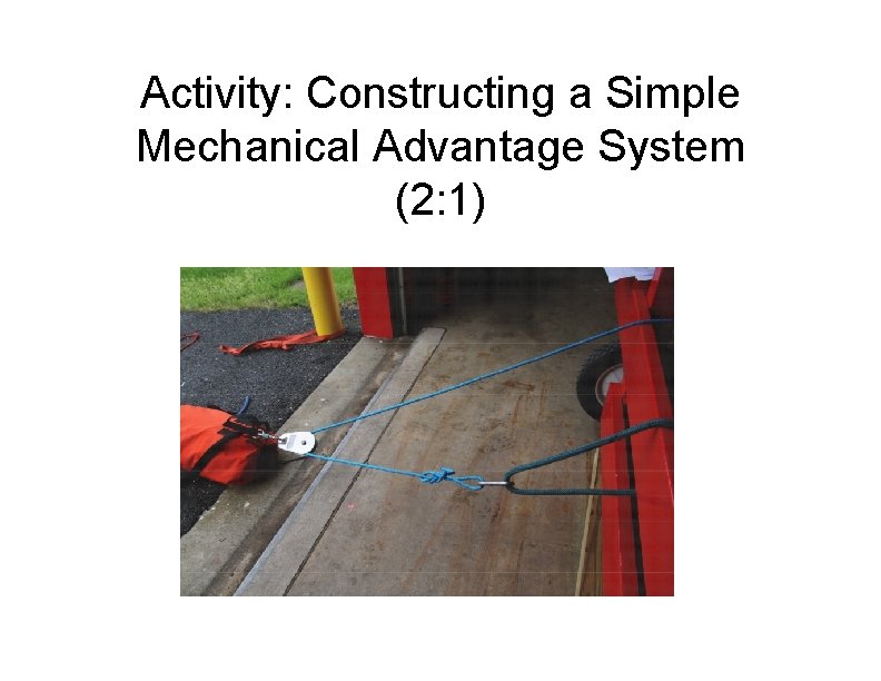 Activity: Constructing a Simple Mechanical Advantage System (2: 1) 