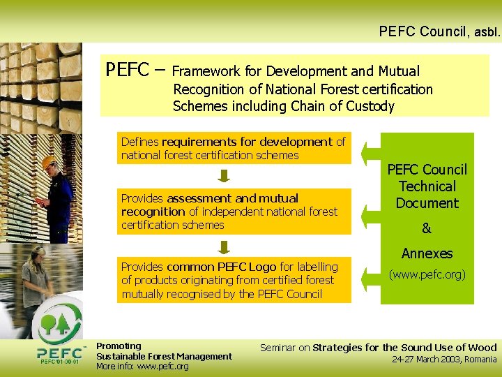PEFC Council, asbl. PEFC – Framework for Development and Mutual Recognition of National Forest