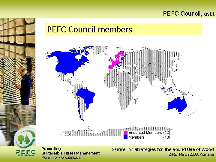 PEFC Council, asbl. PEFC Council members Promoting Sustainable Forest Management More info: www. pefc.