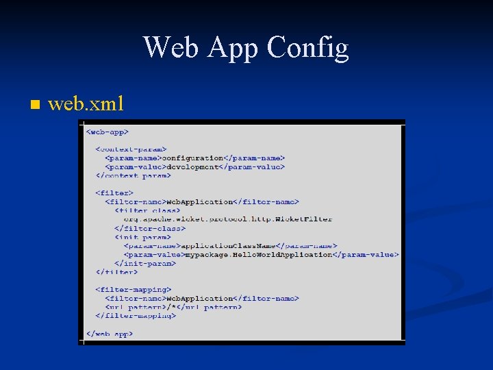 Web App Config n web. xml 