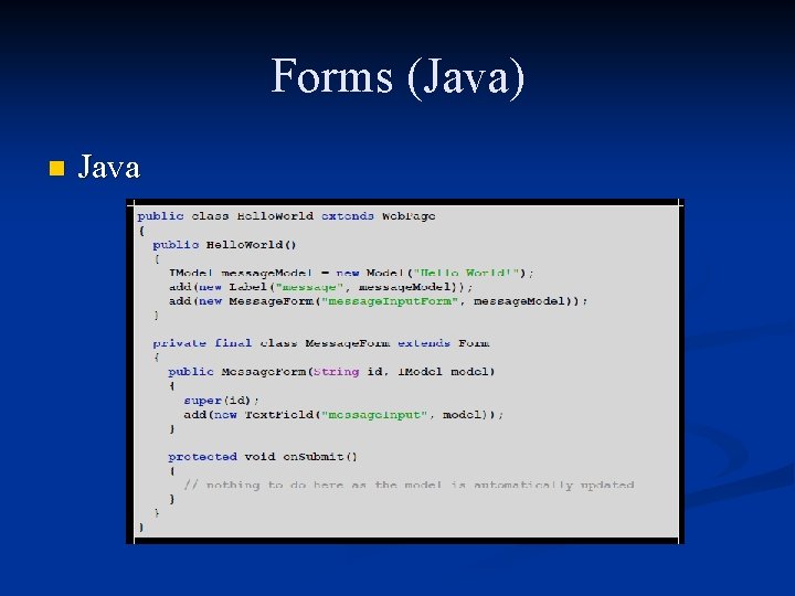 Forms (Java) n Java 