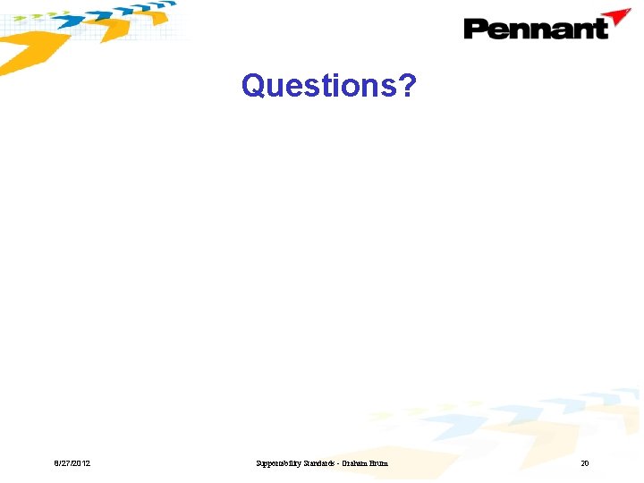 Questions? 8/27/2012 Supportability Standards - Graham Brum 20 