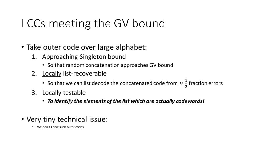 LCCs meeting the GV bound • 