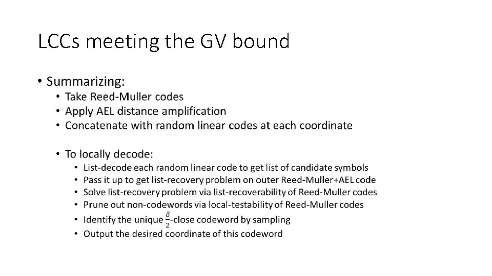 LCCs meeting the GV bound • 