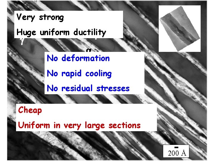 Very strong Huge uniform ductility g g a No deformation No rapid cooling a