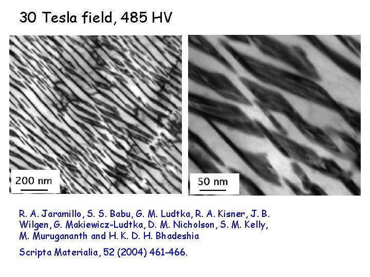 30 Tesla field, 485 HV R. A. Jaramillo, S. S. Babu, G. M. Ludtka,