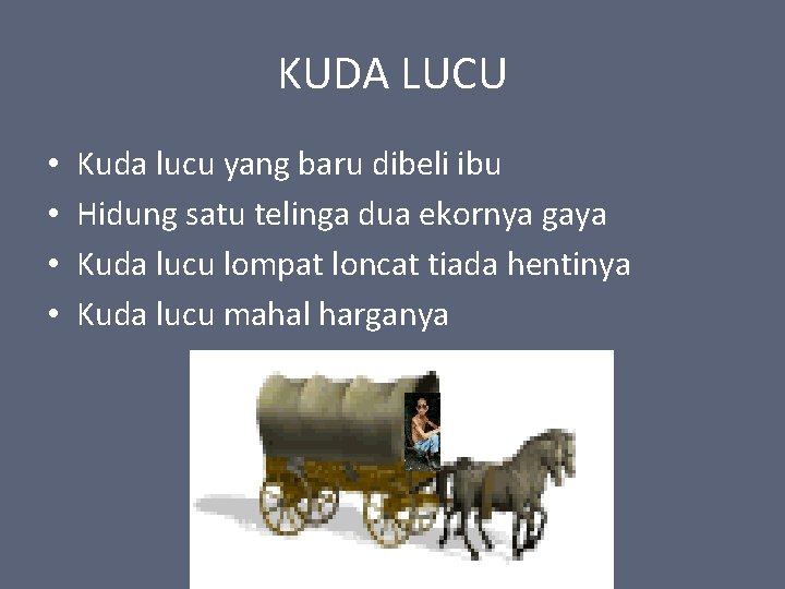 KUDA LUCU • • Kuda lucu yang baru dibeli ibu Hidung satu telinga dua